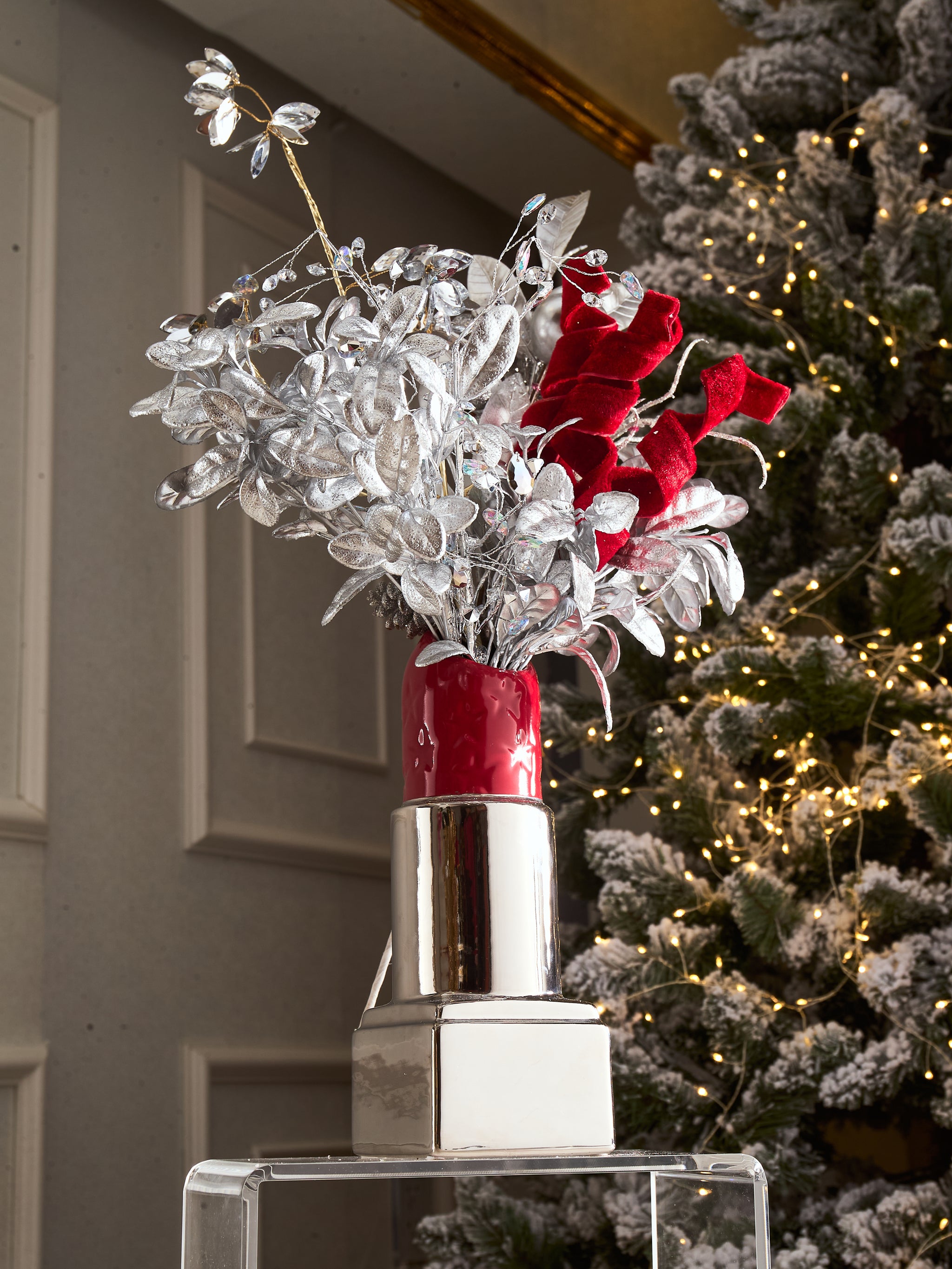 FÊTES COUTURE - SET BÌNH VÀ HOA D.O ROUGE PLATINUM VELVET - CẬU HAI HOME DECOR