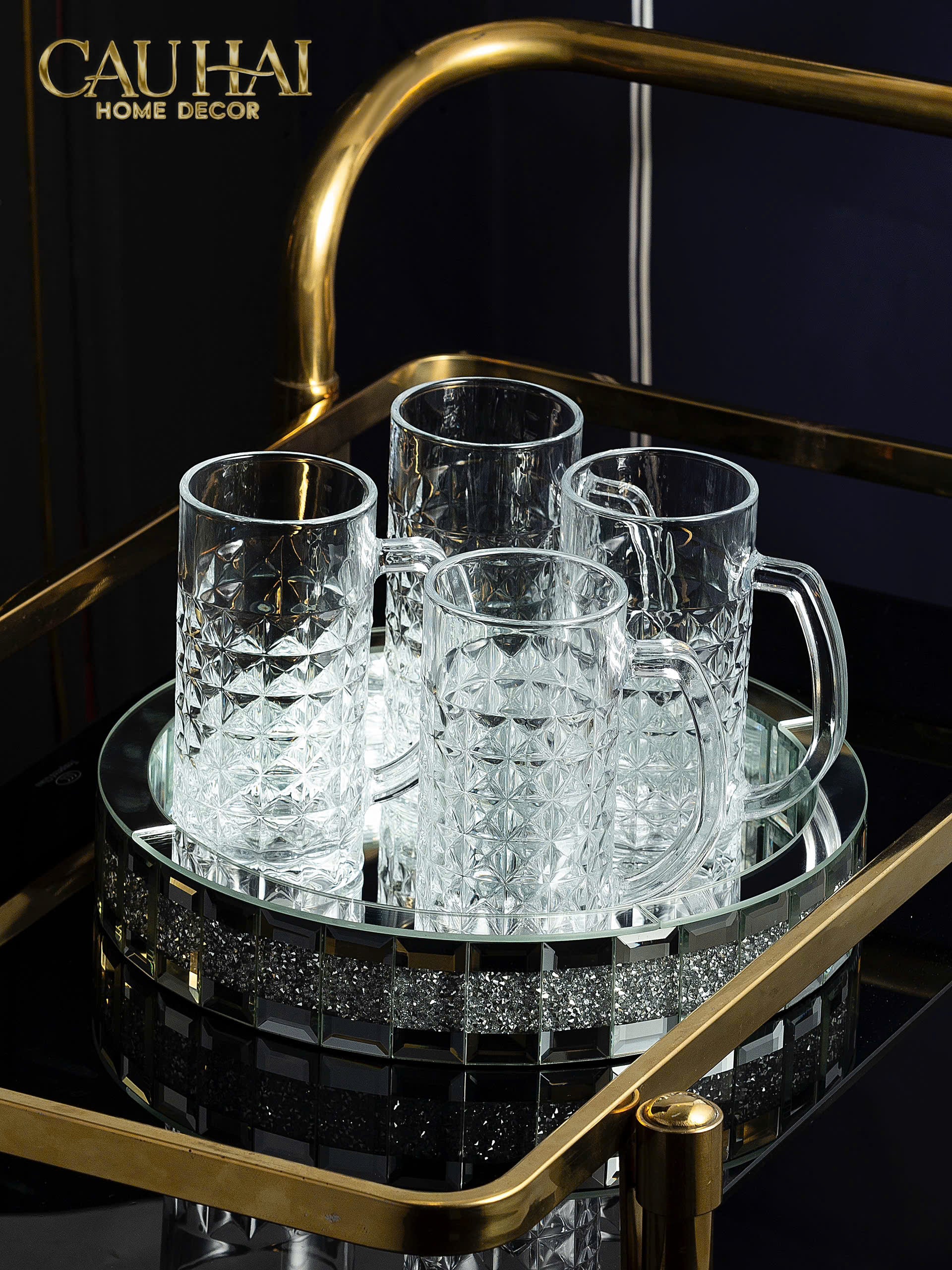 KHAY TRÒN CRYSTAL MIRROR LUXE TRAY FW25-CẬU HAI HOME DECOR