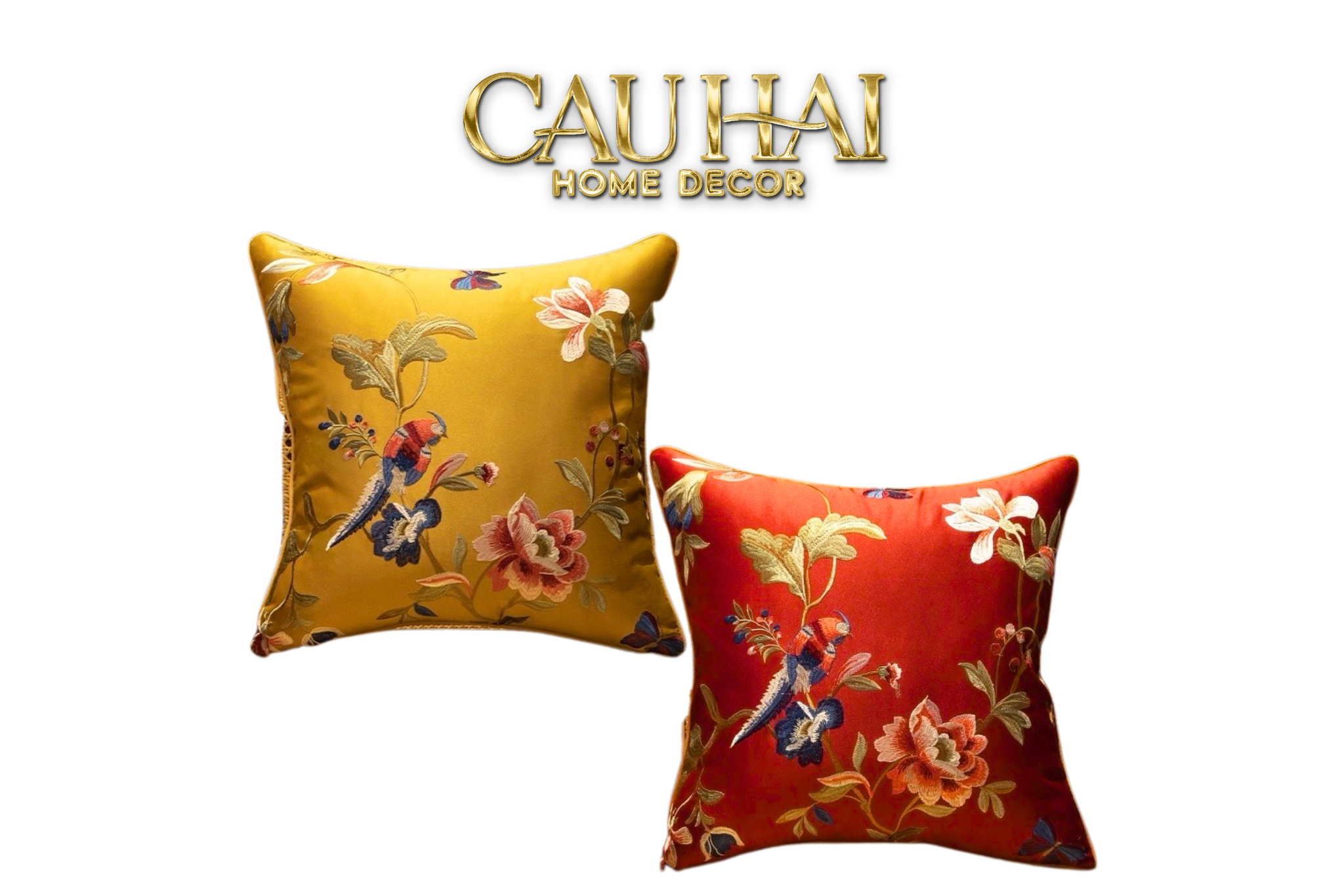 Tết Couture - Vỏ Gối Lụa Thêu Kim/ Hỷ Nhã Cầm  45