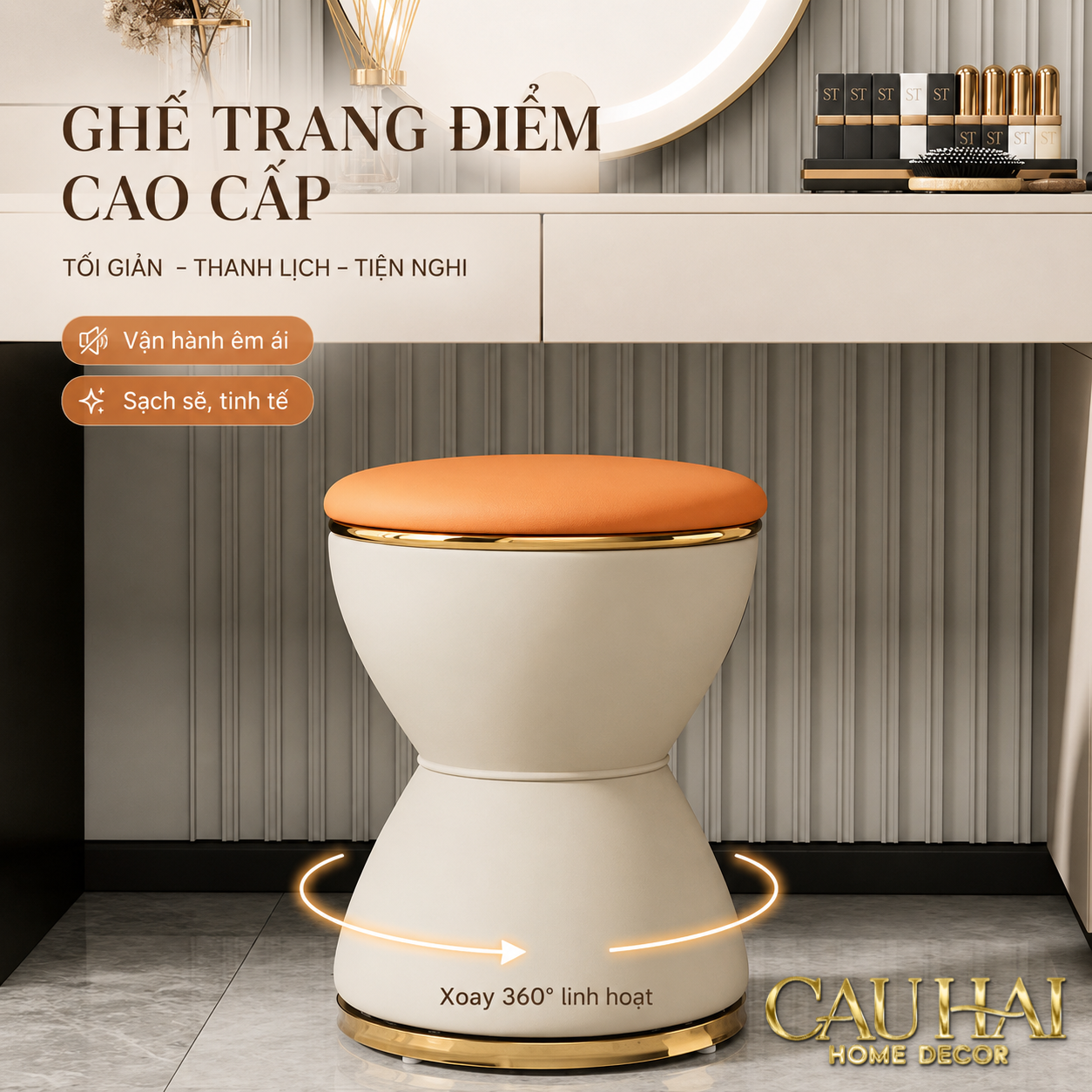 Ghế Đôn Da Hourglass Atelier Ivory H37