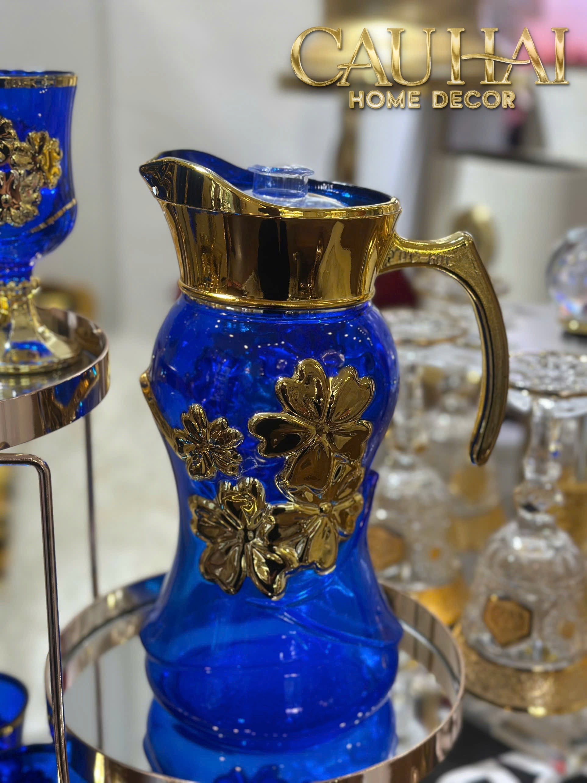 Set Binh Nuoc Thuy Tinh Grand Marquis Bleu Saphir Glass 7pcs