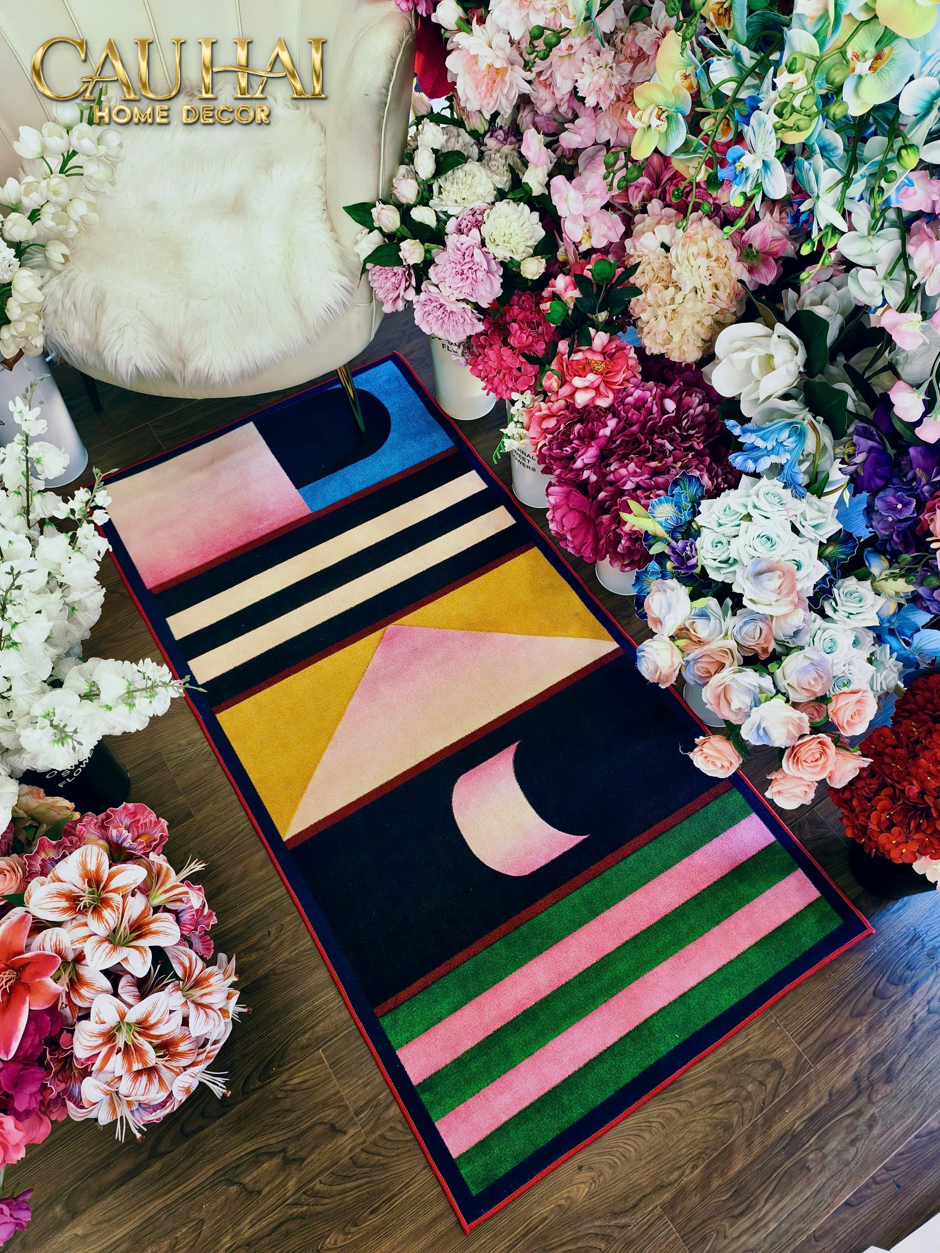 Thảm Bed Nhung Bỉ 80X160 - Popart Geometric