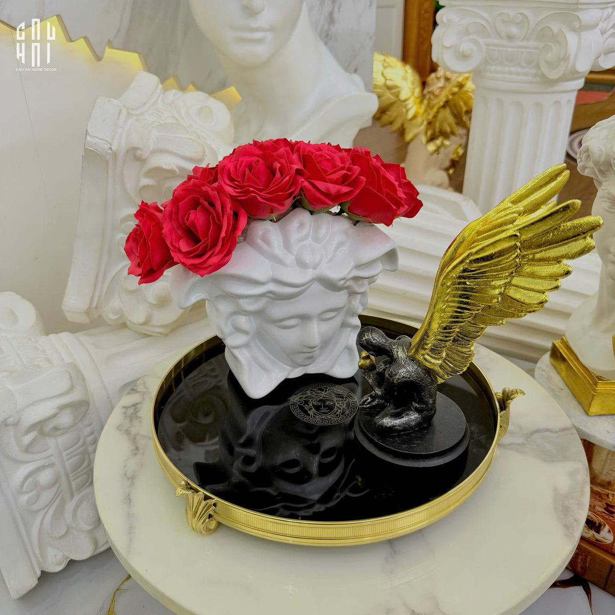 Maison Couture - Tượng Bình Hoa Medusa V Class Vase - Blue / Blanc-TƯỢNG TRANG TRÍ-CẬU HAI HOME DECOR