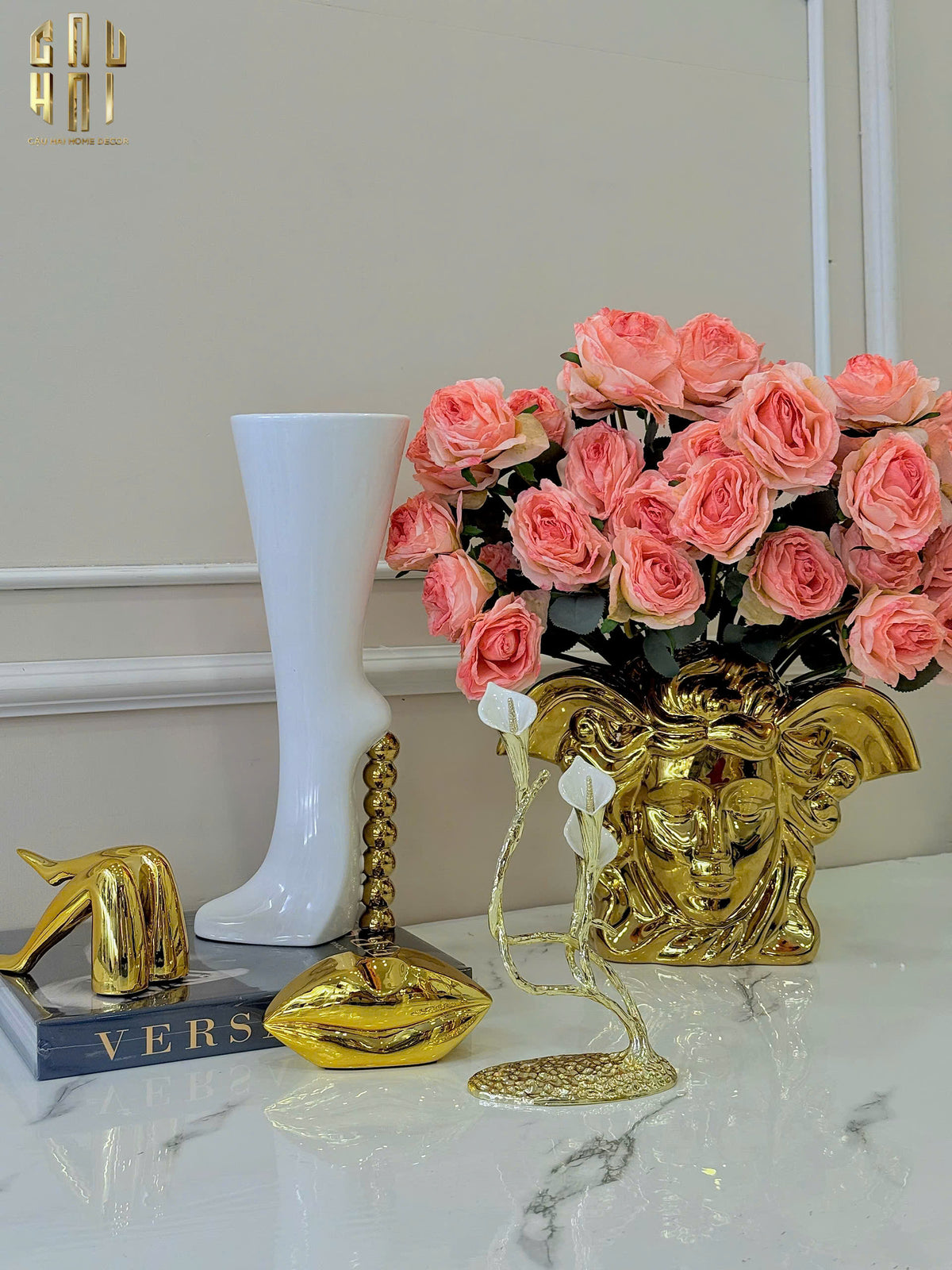 Maison Couture - Bình Hoa Catwalk High Heel Pearl White Vase H38-BÌNH HOA-CẬU HAI HOME DECOR