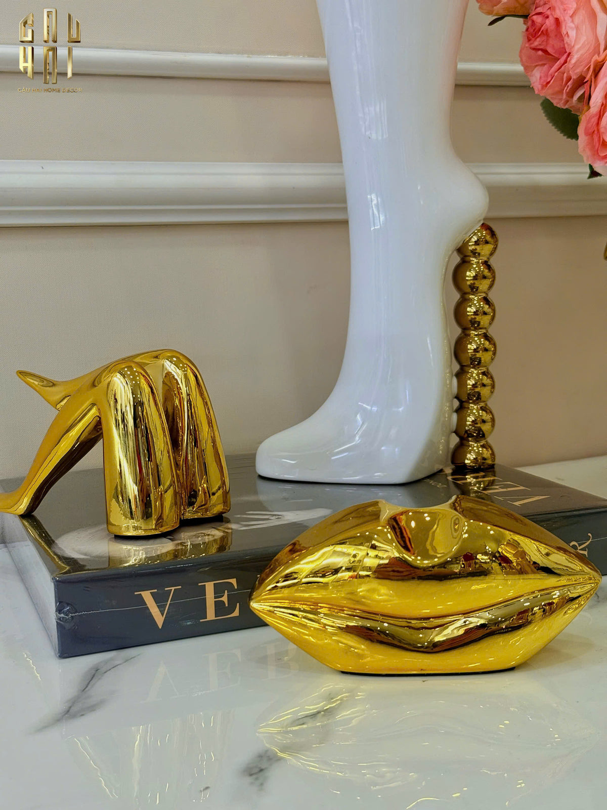 Maison Couture - Bình Hoa Catwalk High Heel Pearl White Vase H38-BÌNH HOA-CẬU HAI HOME DECOR
