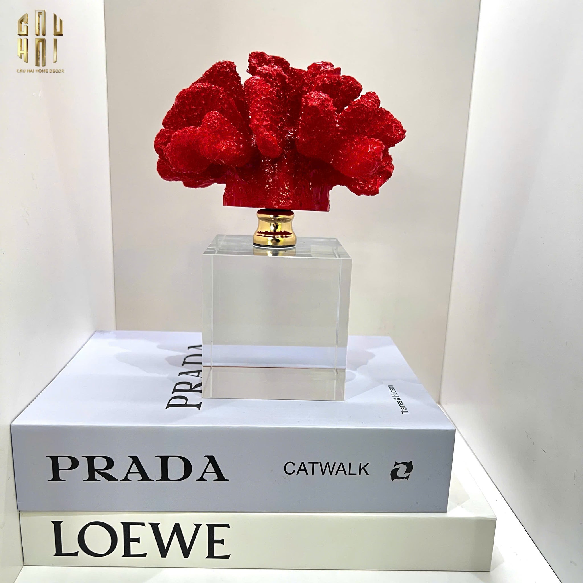 Maison Couture - Set 2 Tượng San Hô Lửa Đế Pha Lê Ashen Pyre Cristalleries Coral Sculptures