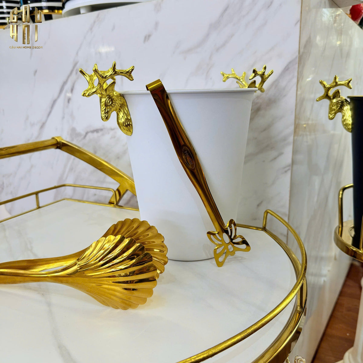 Maison Couture - Xô Đá Màu Trắng Golden Elk Ice Bucket White 5L-XÔ ĐÁ-CẬU HAI HOME DECOR