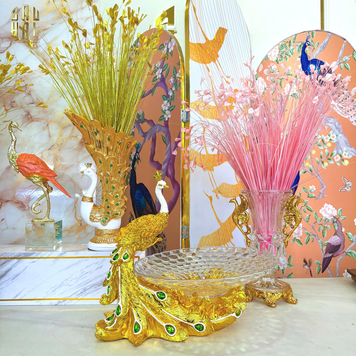 Bình Hoa Khổng Tước Gemstone Aura 40-BÌNH HOA-CẬU HAI HOME DECOR