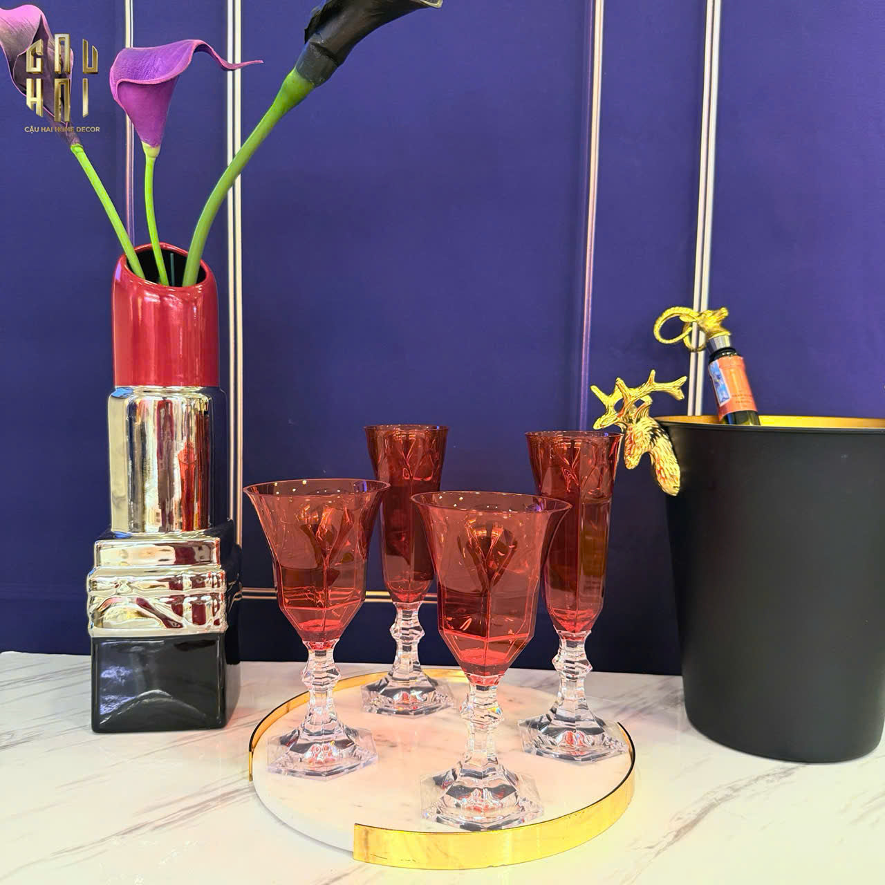 Ly Vang PP Acrylic Đỏ Alluriyyll -  PP Acrylic Ruby Rouge Wines Glasses H18.5 270ML