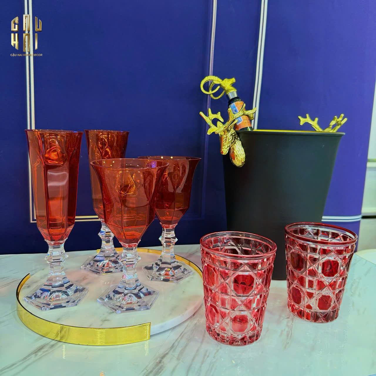 Ly Vang PP Acrylic Đỏ Alluriyyll -  PP Acrylic Ruby Rouge Wines Glasses H18.5 270ML