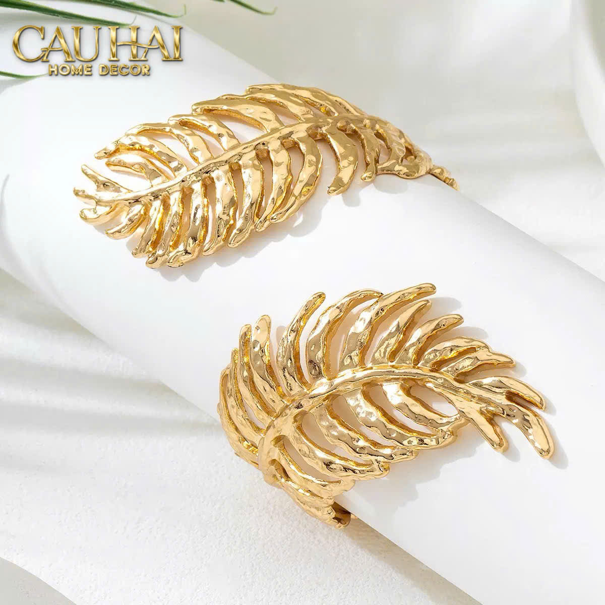 Vòng Khăn Ăn - Gilded Willow Leaf Dinnerware Napkin Ring-SET CHÉN DĨA-CẬU HAI HOME DECOR