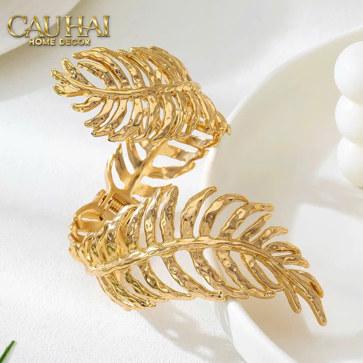 Vòng Khăn Ăn - Gilded Willow Leaf Dinnerware Napkin Ring-SET CHÉN DĨA-CẬU HAI HOME DECOR