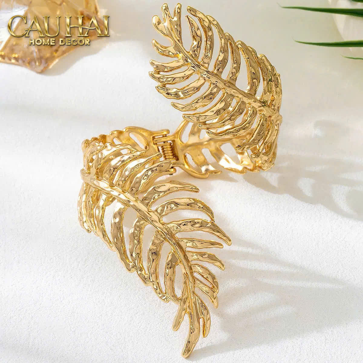 Vòng Khăn Ăn - Gilded Willow Leaf Dinnerware Napkin Ring-SET CHÉN DĨA-CẬU HAI HOME DECOR