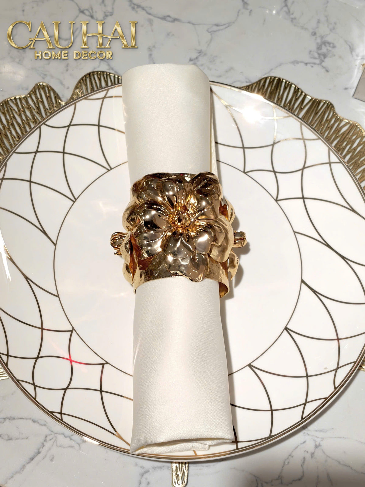 Vòng Khăn Ăn - Napkin Ring Grande Fleur D'Or-VÒNG KHĂN ĂN-CẬU HAI HOME DECOR