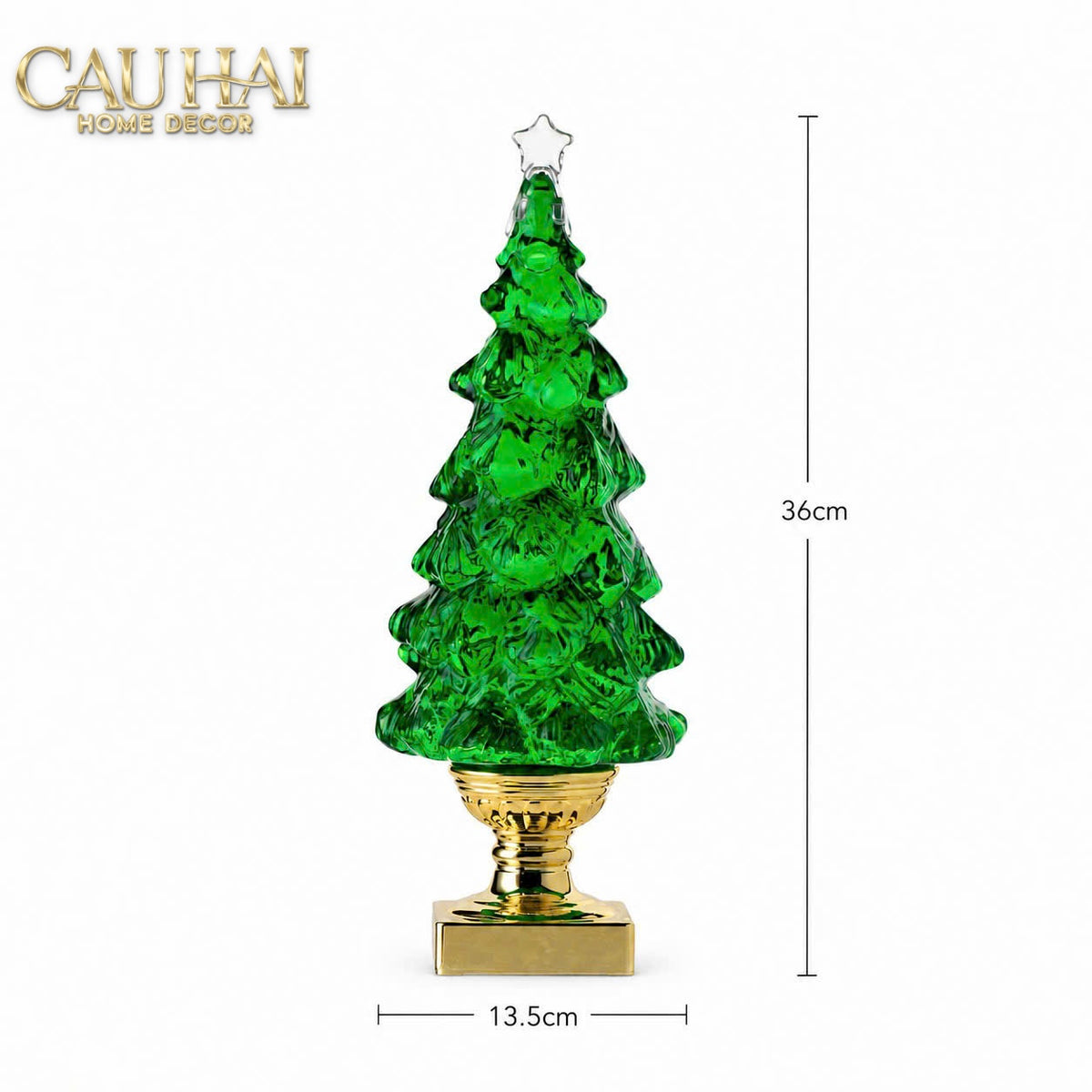 Fêtes Couture - Tượng Cây Thông Noel Acrylic Sapin Givré Emerald D'Or H35