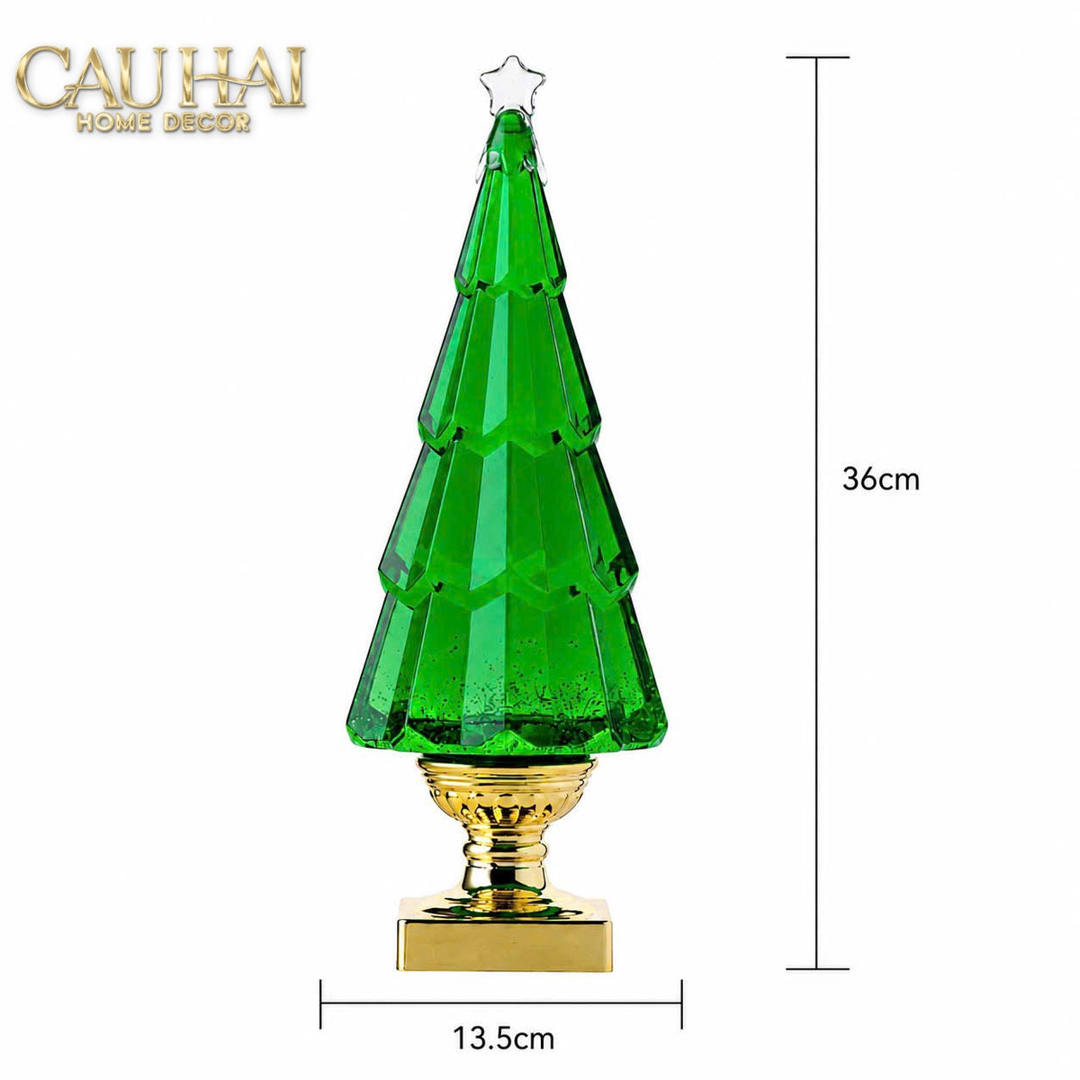 Fêtes Couture - Tượng Cây Thông Noel Acrylic Crystal Facet Tree D'Or Emerald H35-TRANG TRÍ GIÁNG SINH-CẬU HAI HOME DECOR-CẬU HAI HOME DECOR