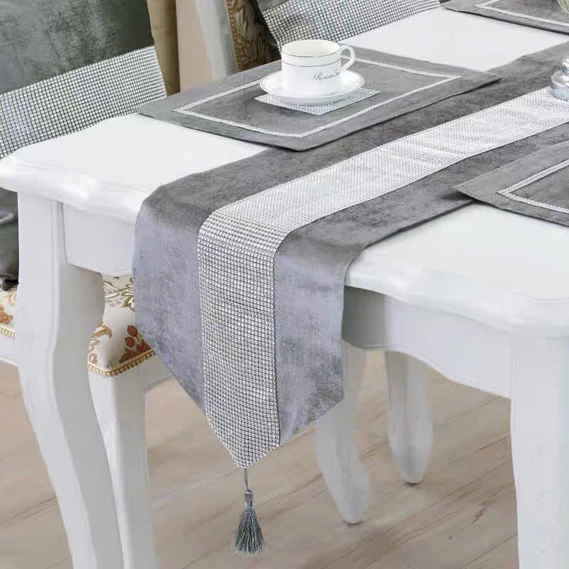 Khan Trai Ban Crystal Cascade Silver Table Runner
