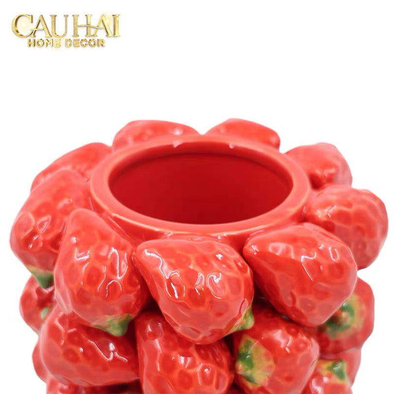 La Sicilia Royale - Bình Hoa Gốm Sứ Strawberry Impériale Rouge 19x26 H25