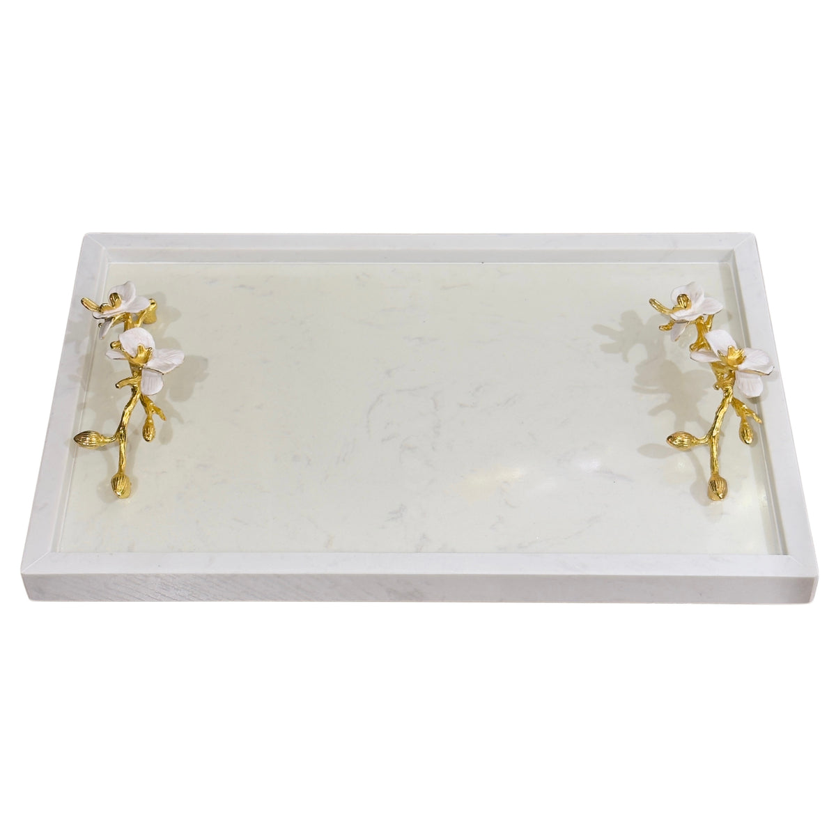 Maison Couture - Khay Đá Marble Chữ Nhật Haute Orchid Golden Branches Decorative Trays 22x37