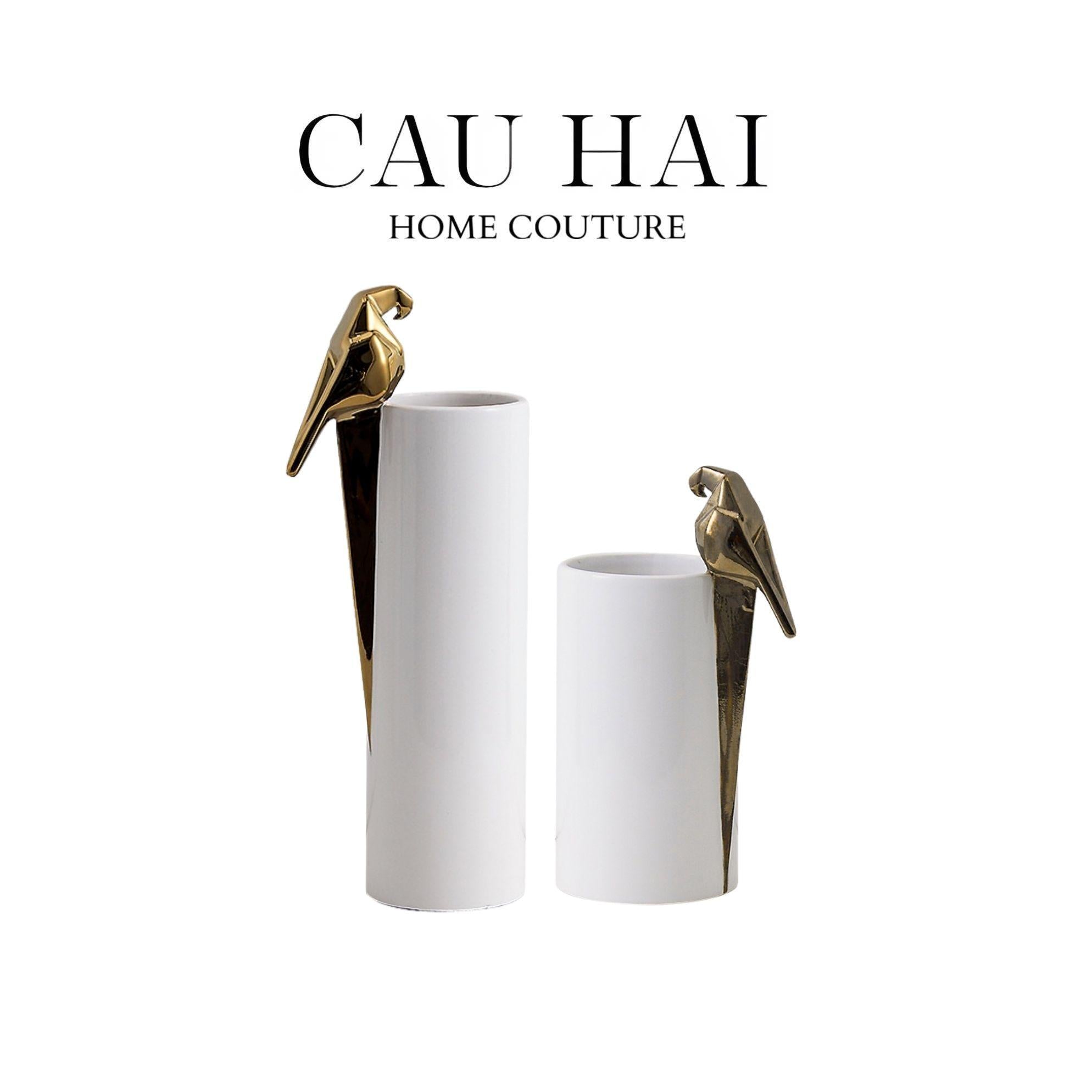SET 2 BÌNH HOA SỨ - LUMIÈRE GEOMETRIC MACAW