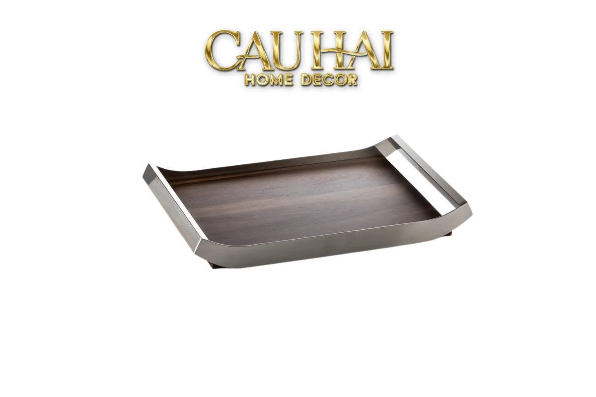 Khay Trang Trí Gỗ Chữ Nhật Sterling Walnut 45x30-KHAY TRANG TRÍ-CẬU HAI HOME DECOR
