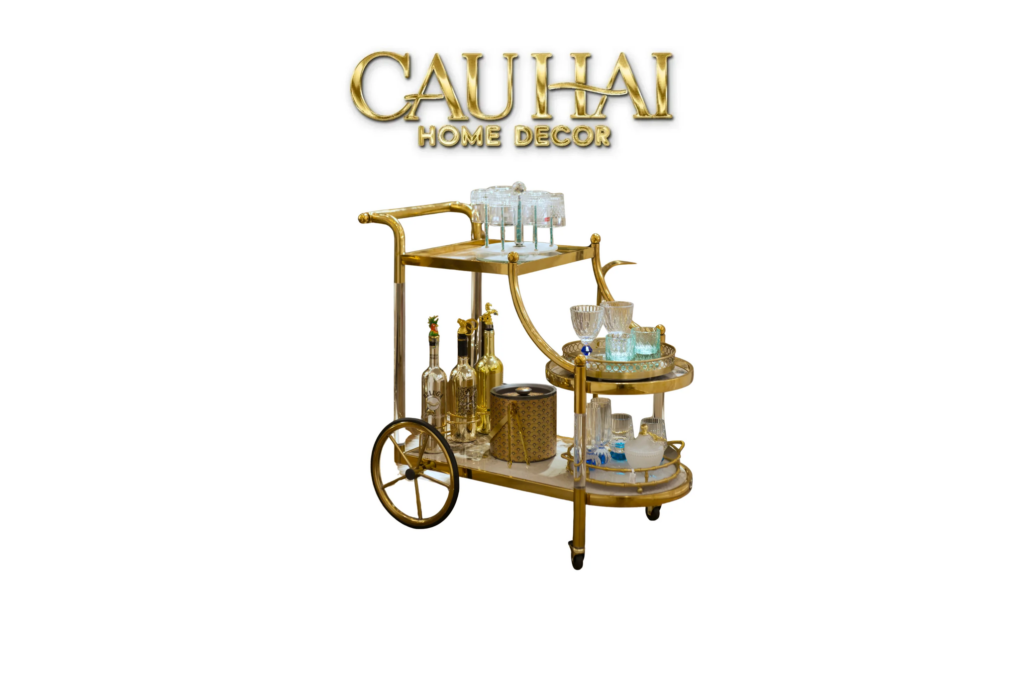 Maison Couture - Xe Đẩy Quầy Bar Grand Marble Aurelia Bar Cart Trolley 40x90x90