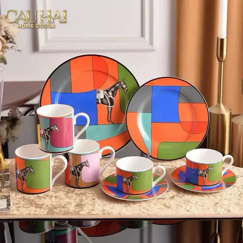 Maison Couture - Set Bình trà 6 tách H Class Signature Serpentine Équestre 13pcs Tea Set