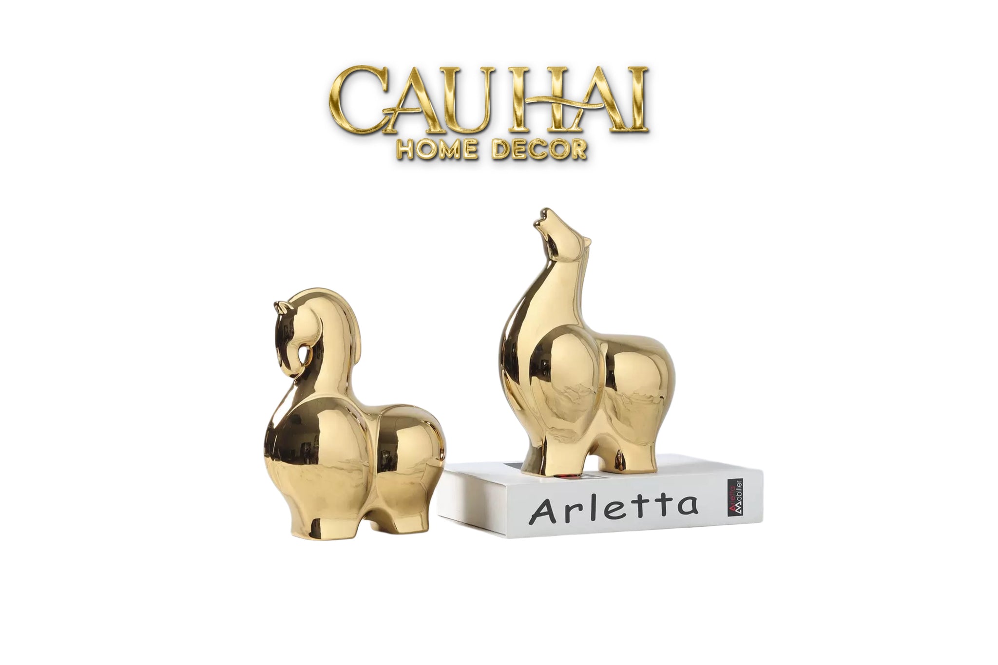 Tết Couture - Set 2 Tượng Ngựa Gốm  Le Cheval Gardien de Fortune H22/25