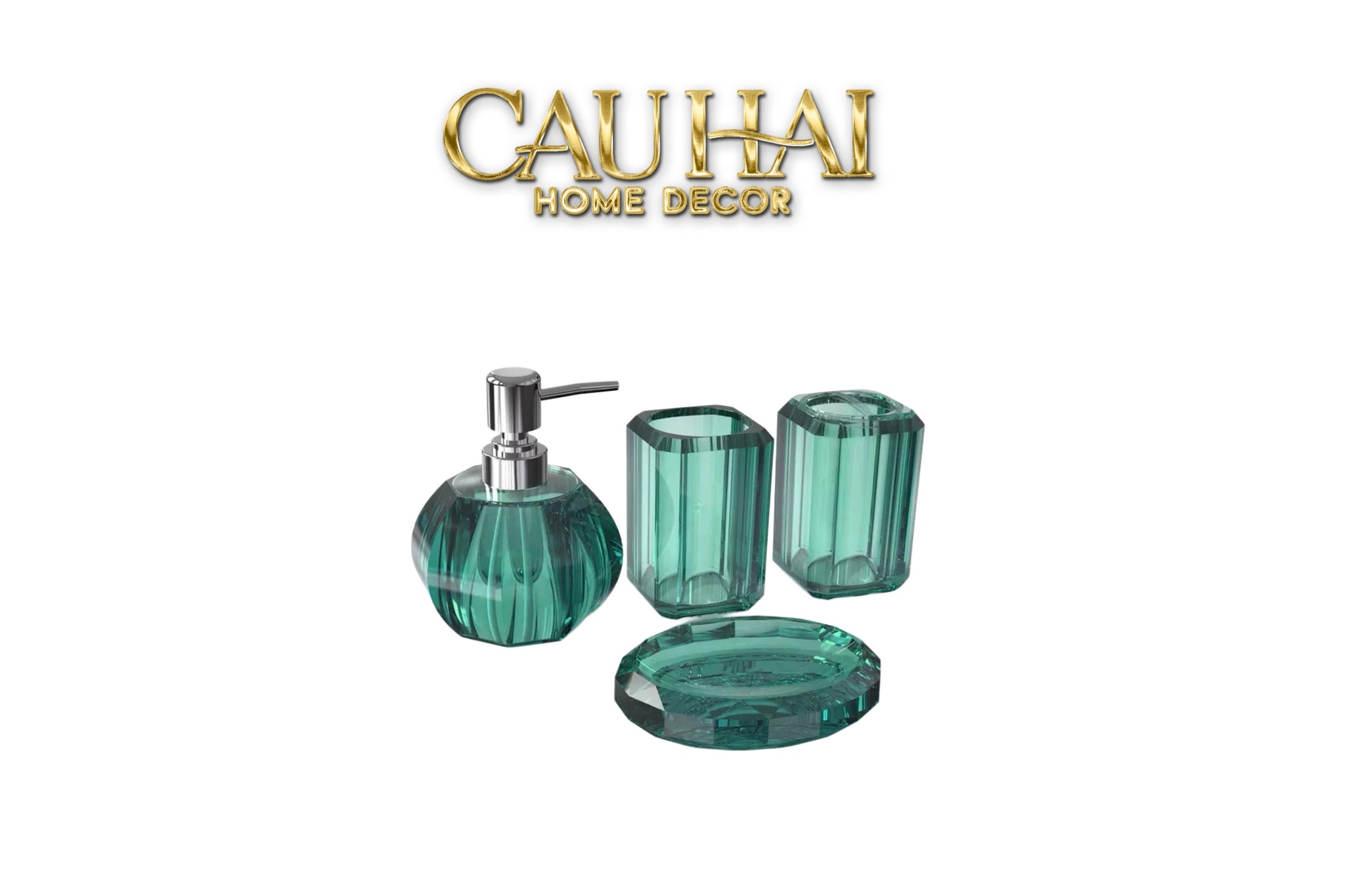 Set Nhà Tắm Acrylic 4 Món Jade Gemstone Bathroom Vanity Set 4pcs