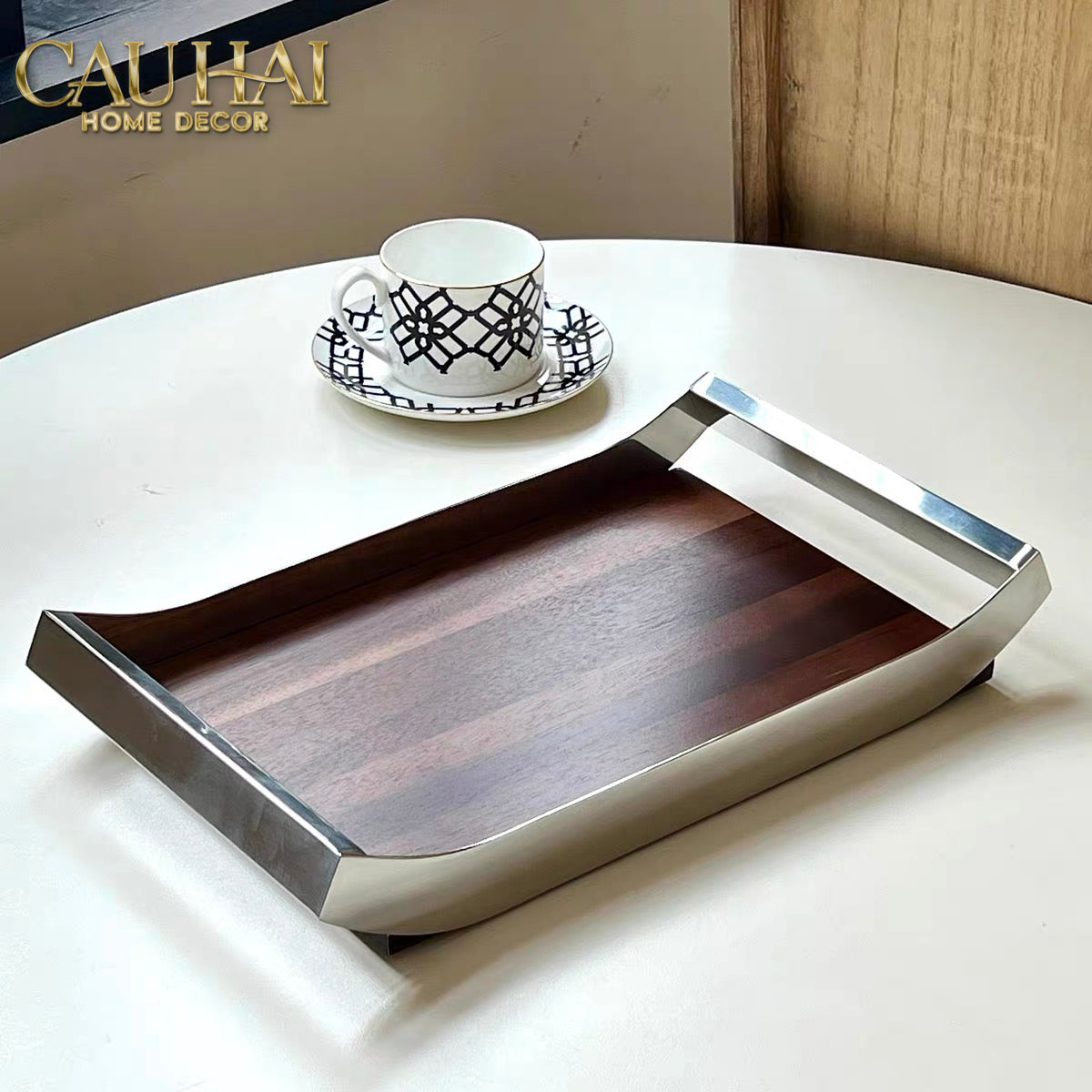 Khay Trang Trí Gỗ Chữ Nhật Sterling Walnut 45x30