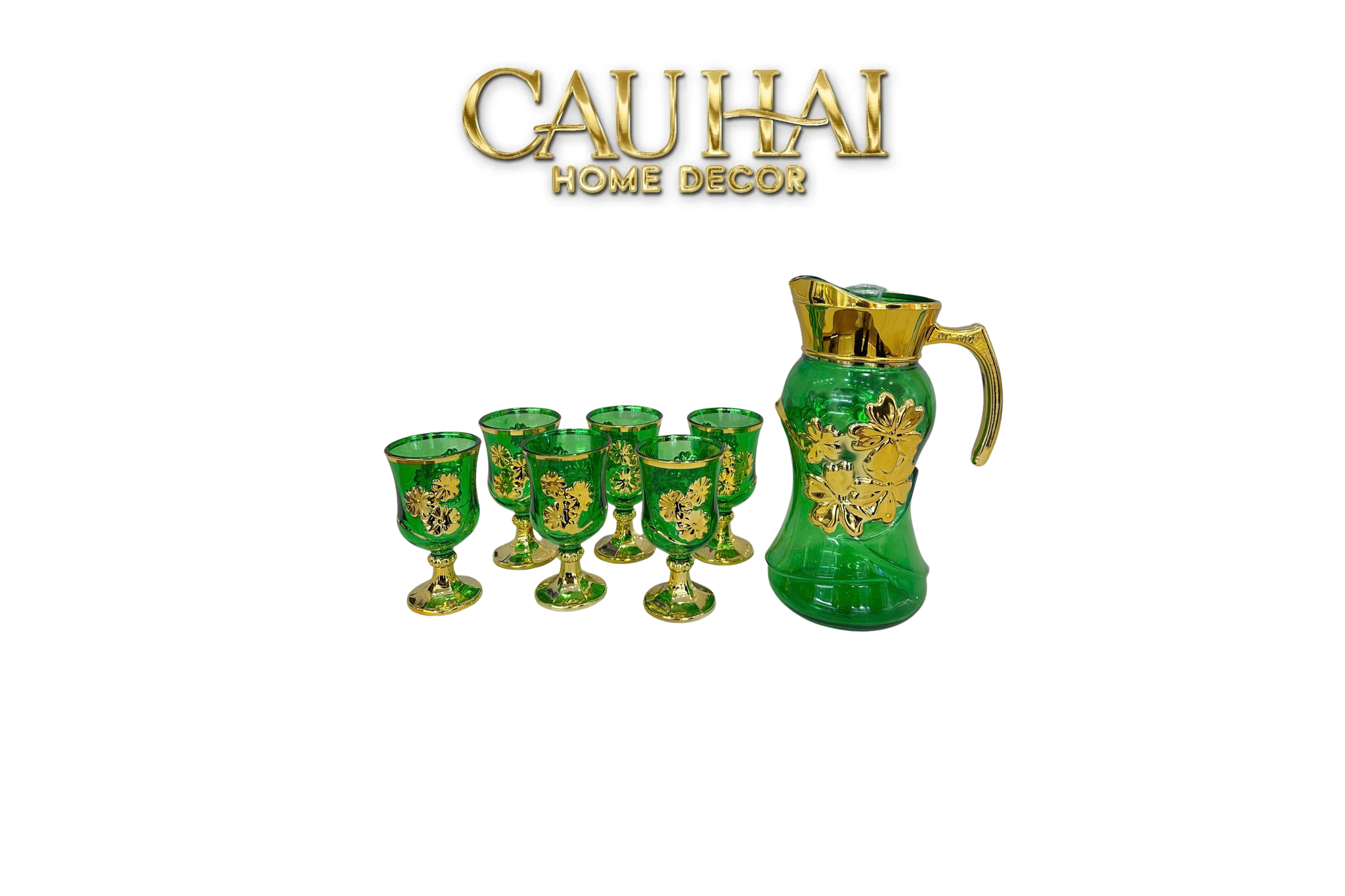 Set Binh Nuoc Thuy Tinh Grand Marquis Vert Jade Glass 7pcs