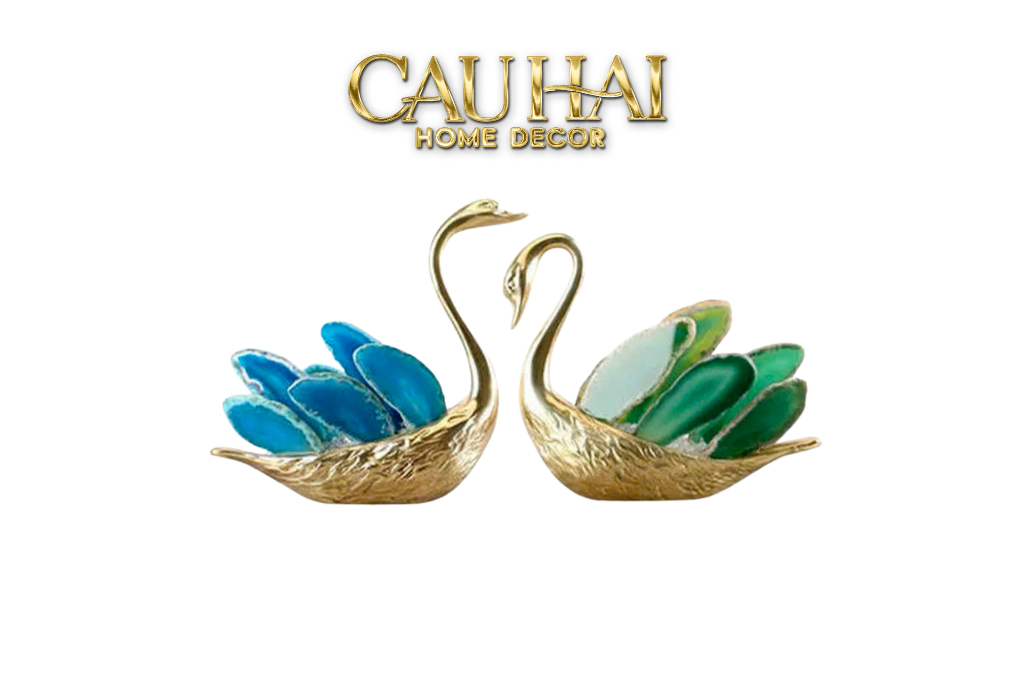 Home Couture - Set 2 Tượng Thiên Nga Brasson Swan Gemstone - Ligne Cygne D’Amour-CẬU HAI HOME DECOR