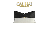 Gối Leather Croco Medusa Noir Ivory 30x50