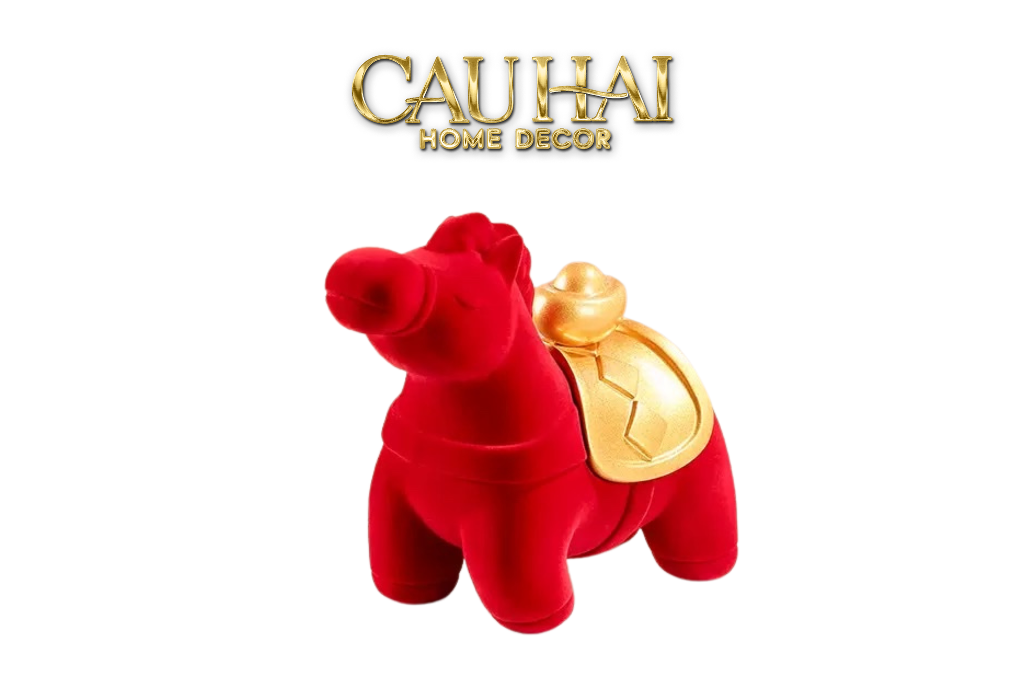 Tết Couture - Tượng Ngựa Nguyên Bảo Red Velvet Lucky Mule Gold Carrier