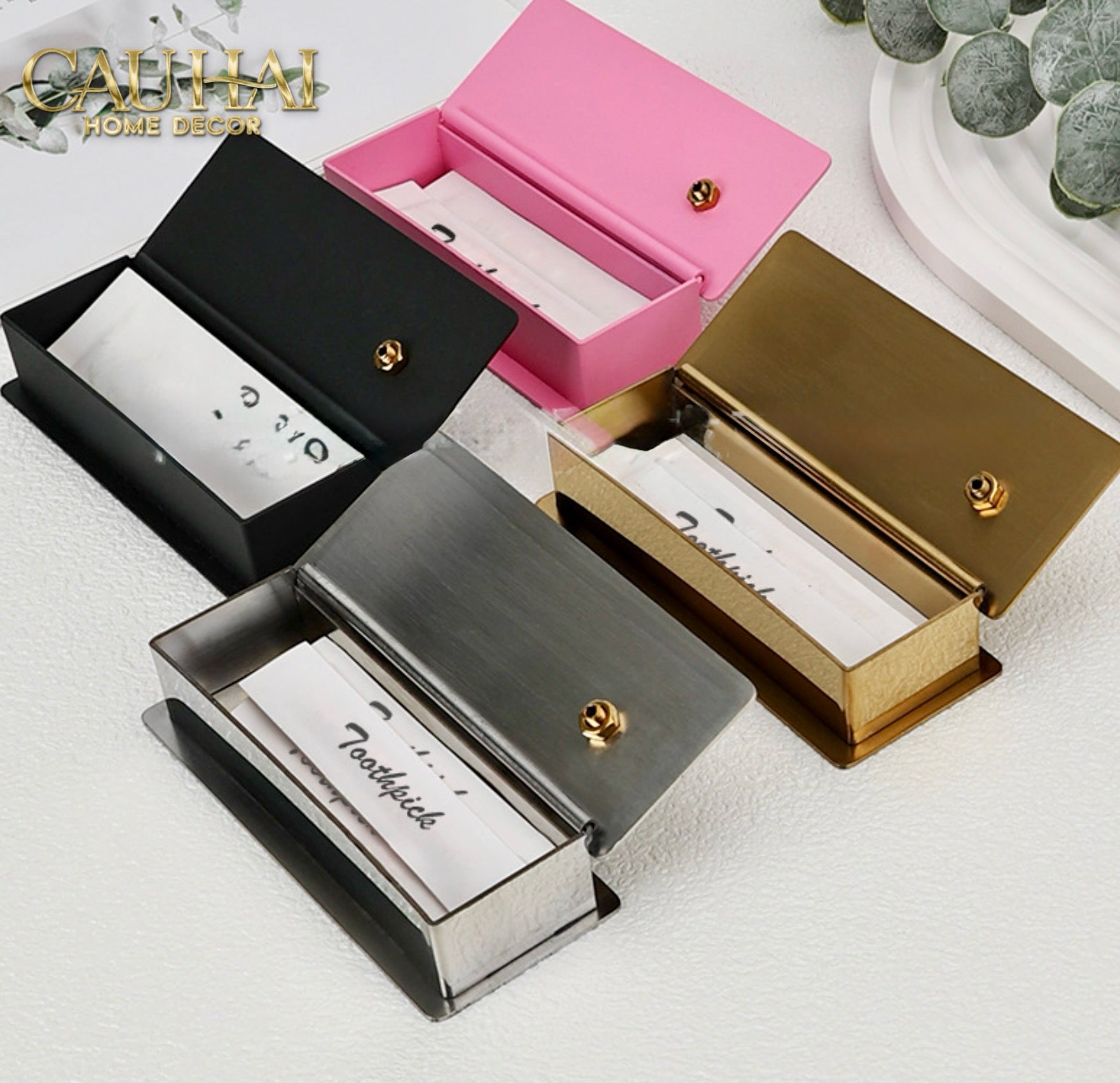 Hộp Đựng Tăm Chrome Papillon Goldleaf