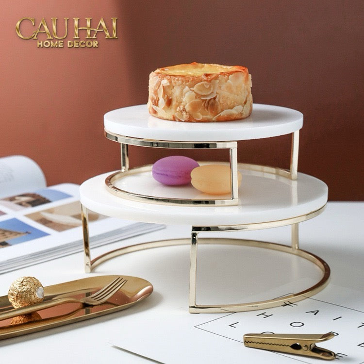 Set 3 Khay Tròn Đá Marble Đế Bánh Arthur Prime Metropolitan Decorative Trays & Cake Stand D17.5 D20 D25