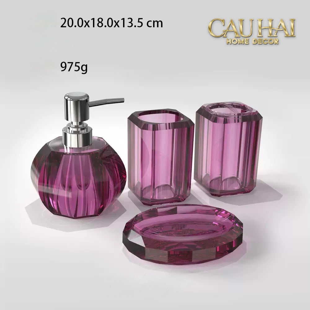 Set Nhà Tắm Acrylic 4 Món Jade Gemstone Bathroom Vanity Set 4pcs