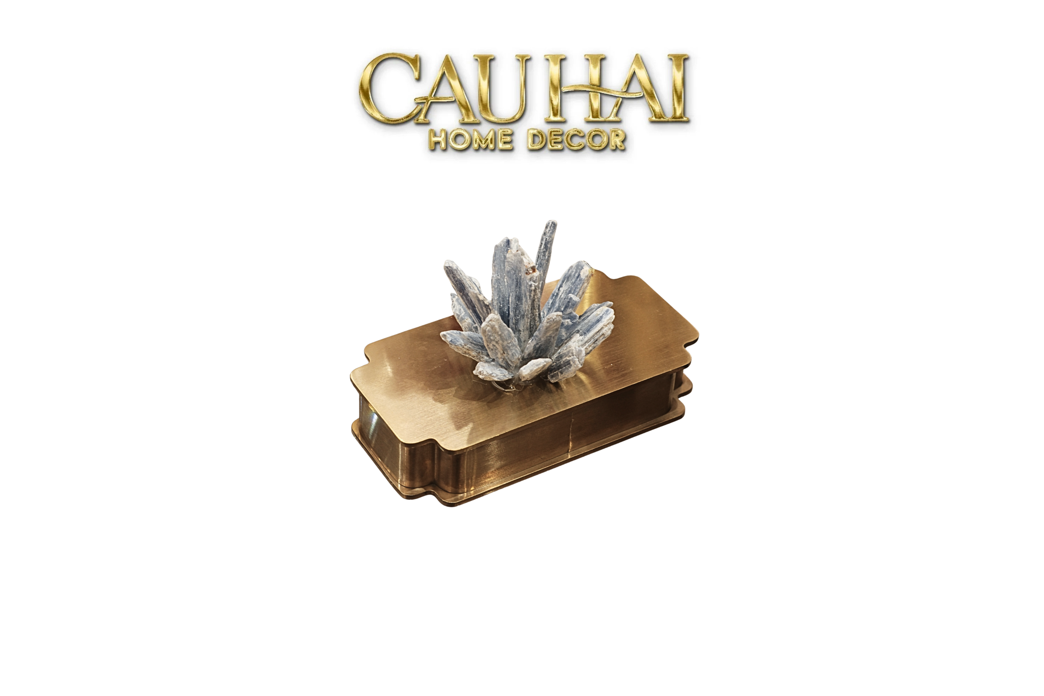 Hộp Tăm Bông Inox Dinh Thach Anh Cristal Minéral D'Or Toothpick Holder 6x12