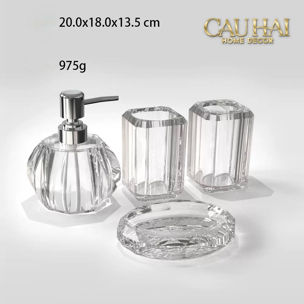 Set Nhà Tắm Acrylic 4 Món Jade Gemstone Bathroom Vanity Set 4pcs