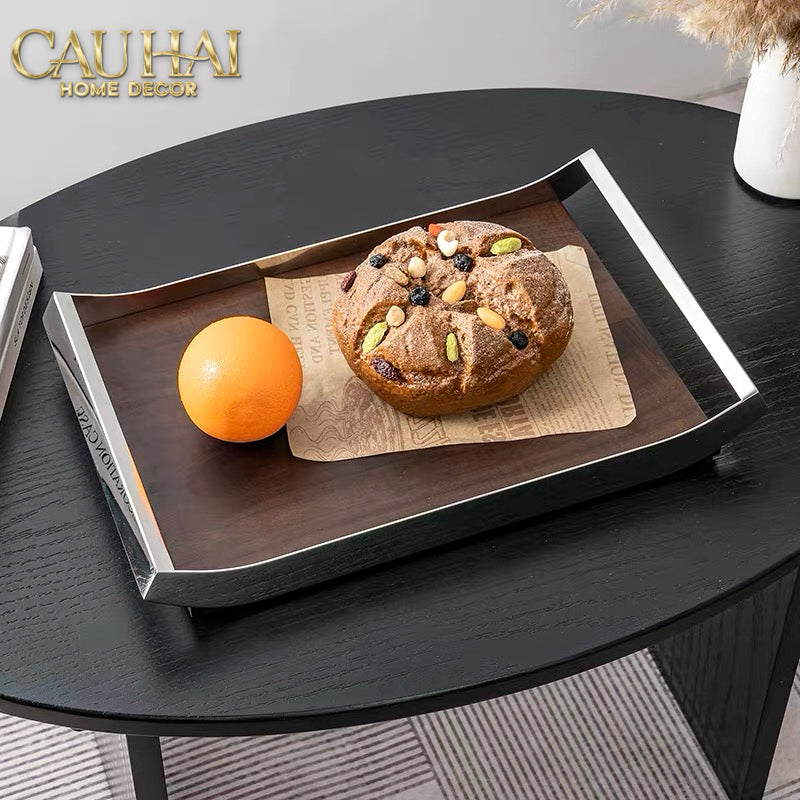 Khay Trang Trí Gỗ Chữ Nhật Sterling Walnut 45x30