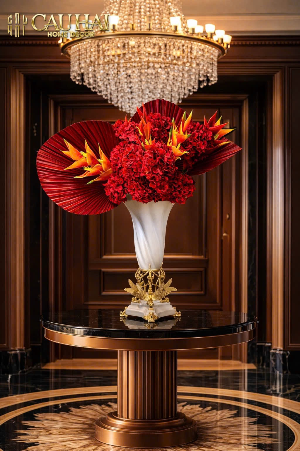 Maison Couture - Bình Hoa Imperium Empire Divine Vase -  Papillon  Pedestal – D’Ivoire H60x26x26