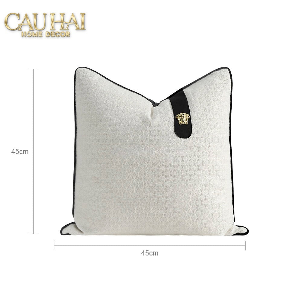 Vỏ Gối Bouclé Medusa Tab Ivory Noir 45x45