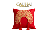 Tết Couture - Vỏ Gối Lụa Thêu - Impérial Phoenix Rouge Vermillon Empress 45