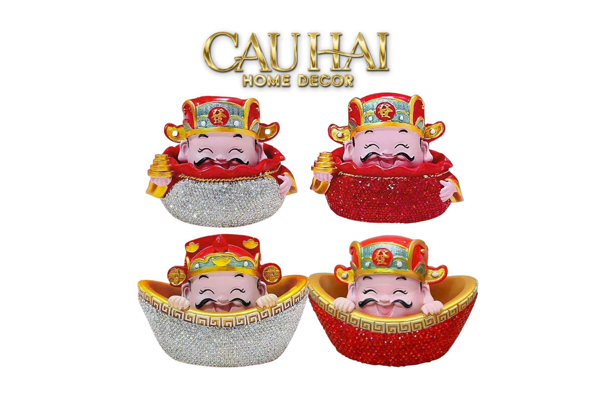 Tết Couture - Tượng Thần Tài Prosperity Embrace Car Bobblehead Figurine