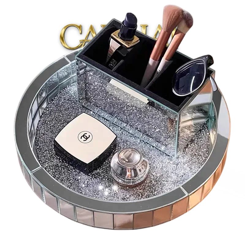 Haute Folie - Khay Gương Tròn Đế Xoay Mirror Argenté D30