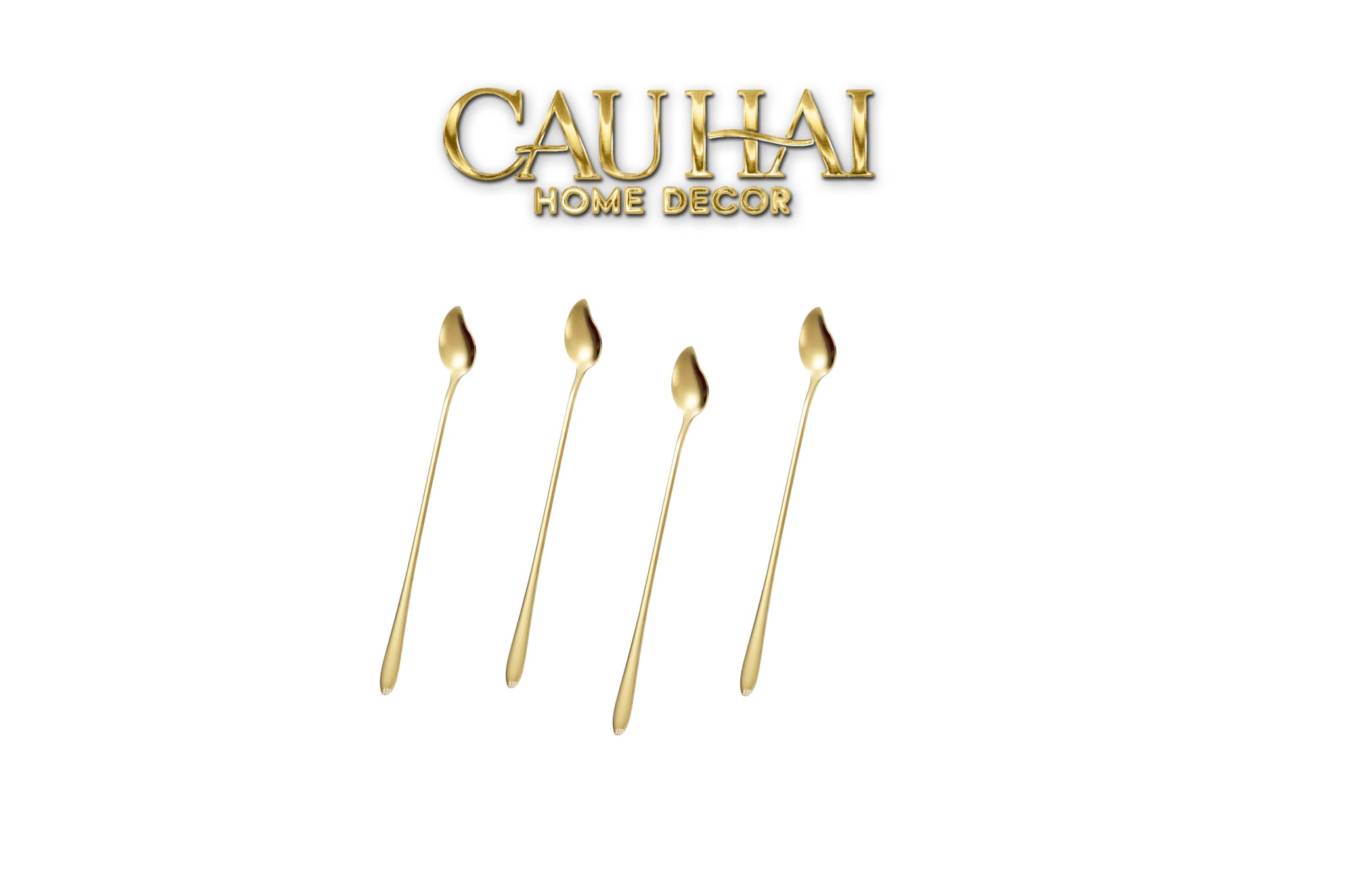 Set Muỗng Dài Thìa Coffee Argent Golden Leaf Coffee Spoon Set 4pcs. 2.2x19.5cm
