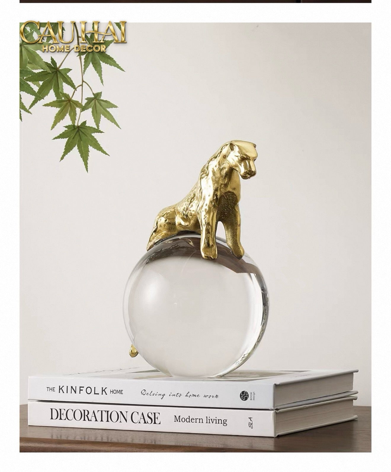 Maison Couture - Tượng Quả Cầu Pha Lê - Tượng Báo Bằng Đồng -   Regal  Brasson Panther Globe 15x30