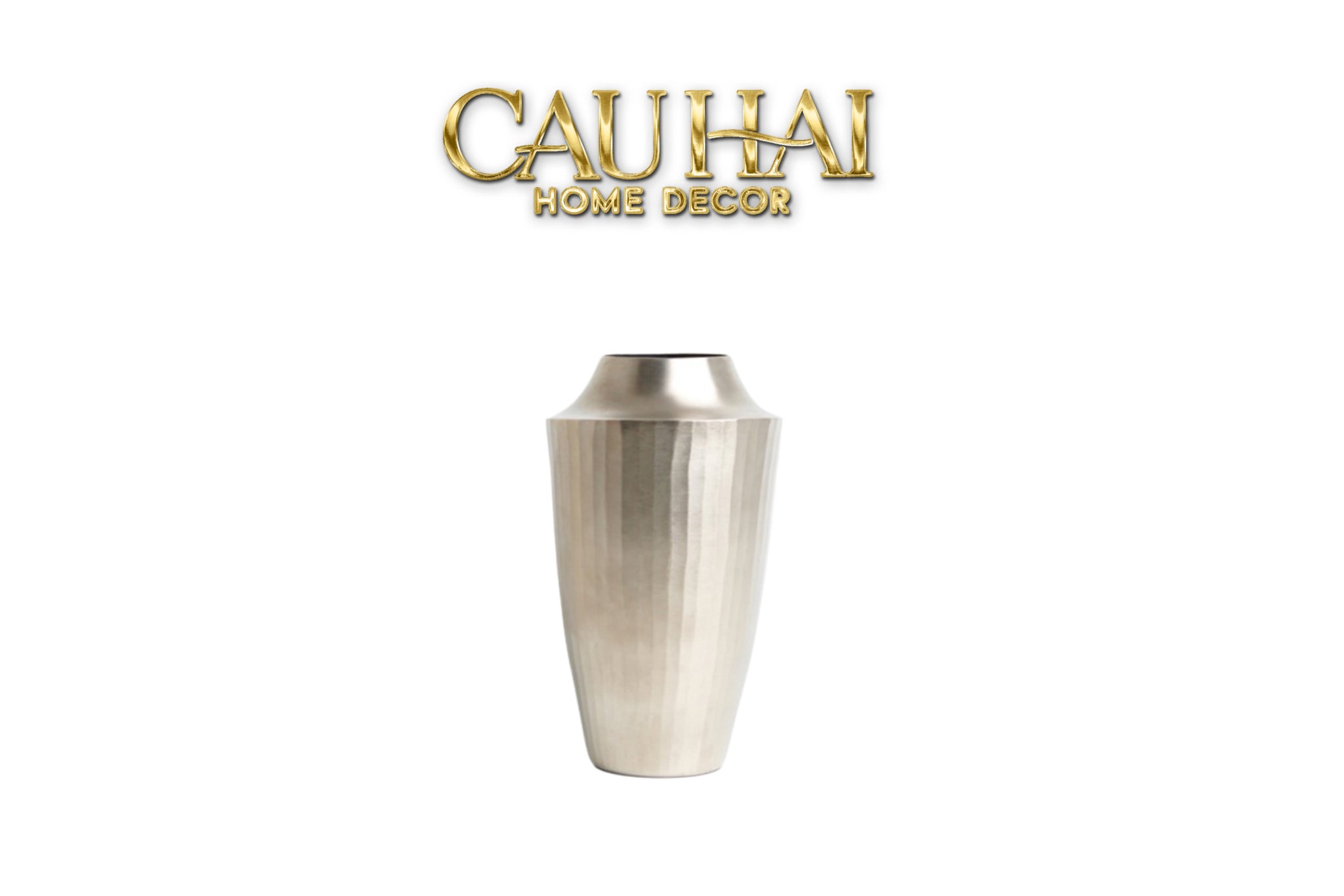 Indira Maison Couture - Bình Hoa Hợp Kim Metalic Platinum Fluted Silhouette Vase 17x6.9x30