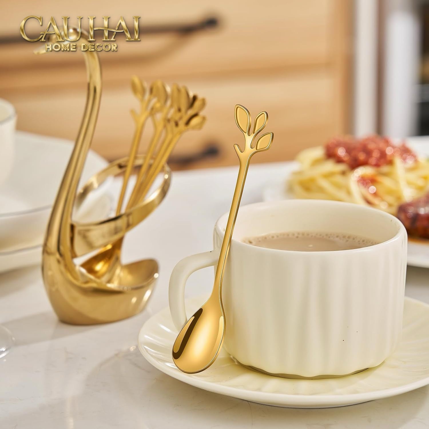 Set 6 Cái Nĩa Dessert Metal Swan Éclat D'Or 6pcs