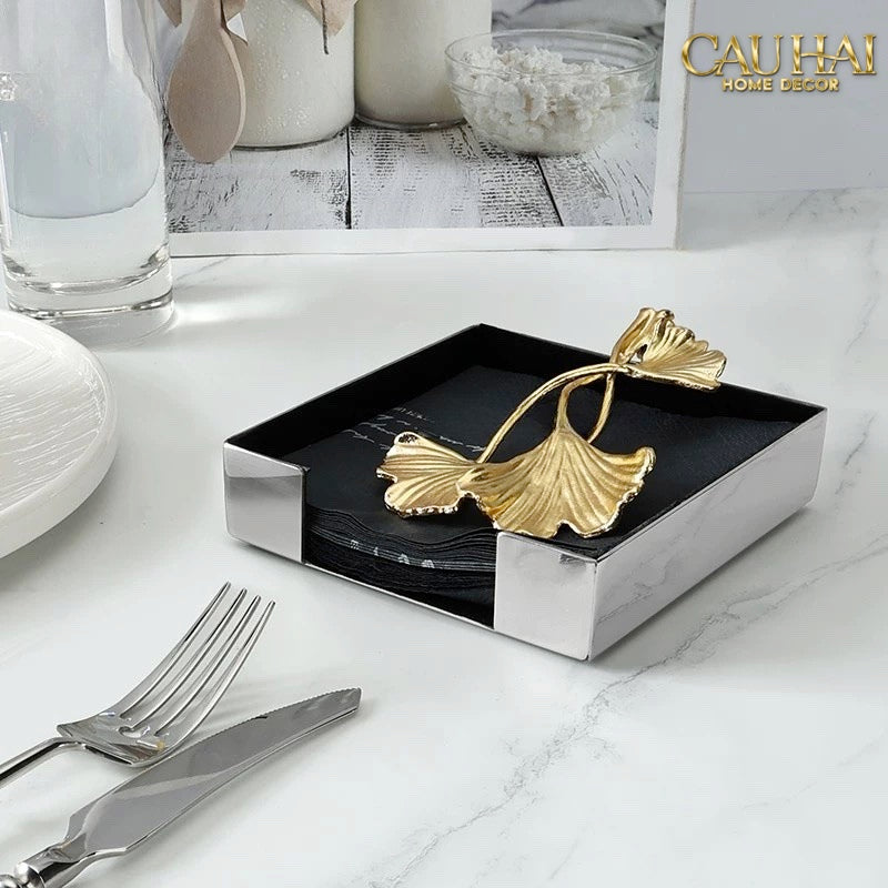 HOME COUTURE - KHAY GIẤY BRASSON MISTLETOE TISSUE TRAY - CẬU HAI HOME DECOR